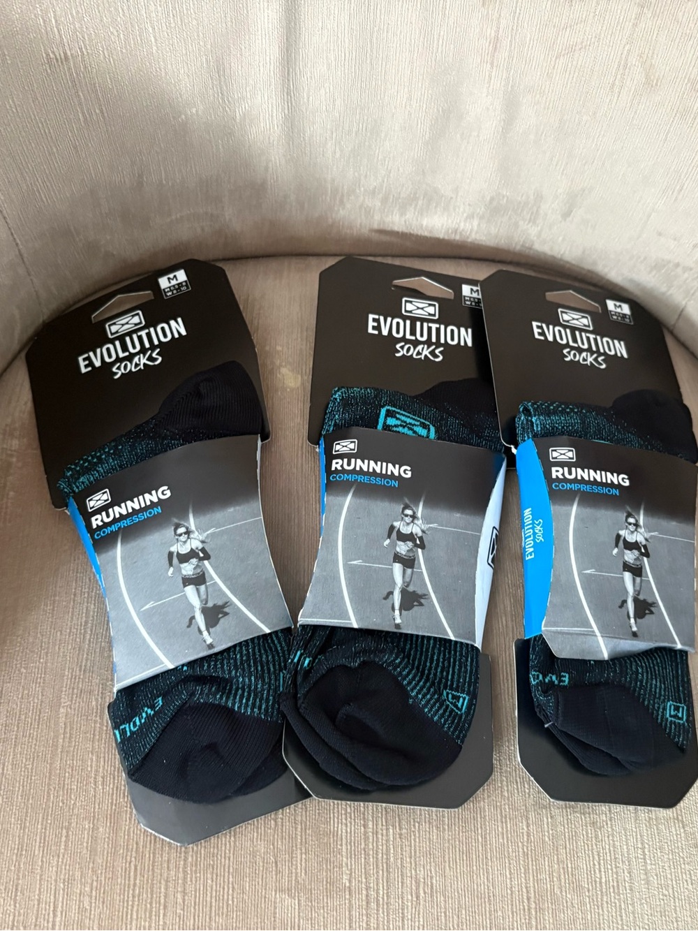 Bundle 3 Running Compression Socks Evolution Size Medium Microfiber Training